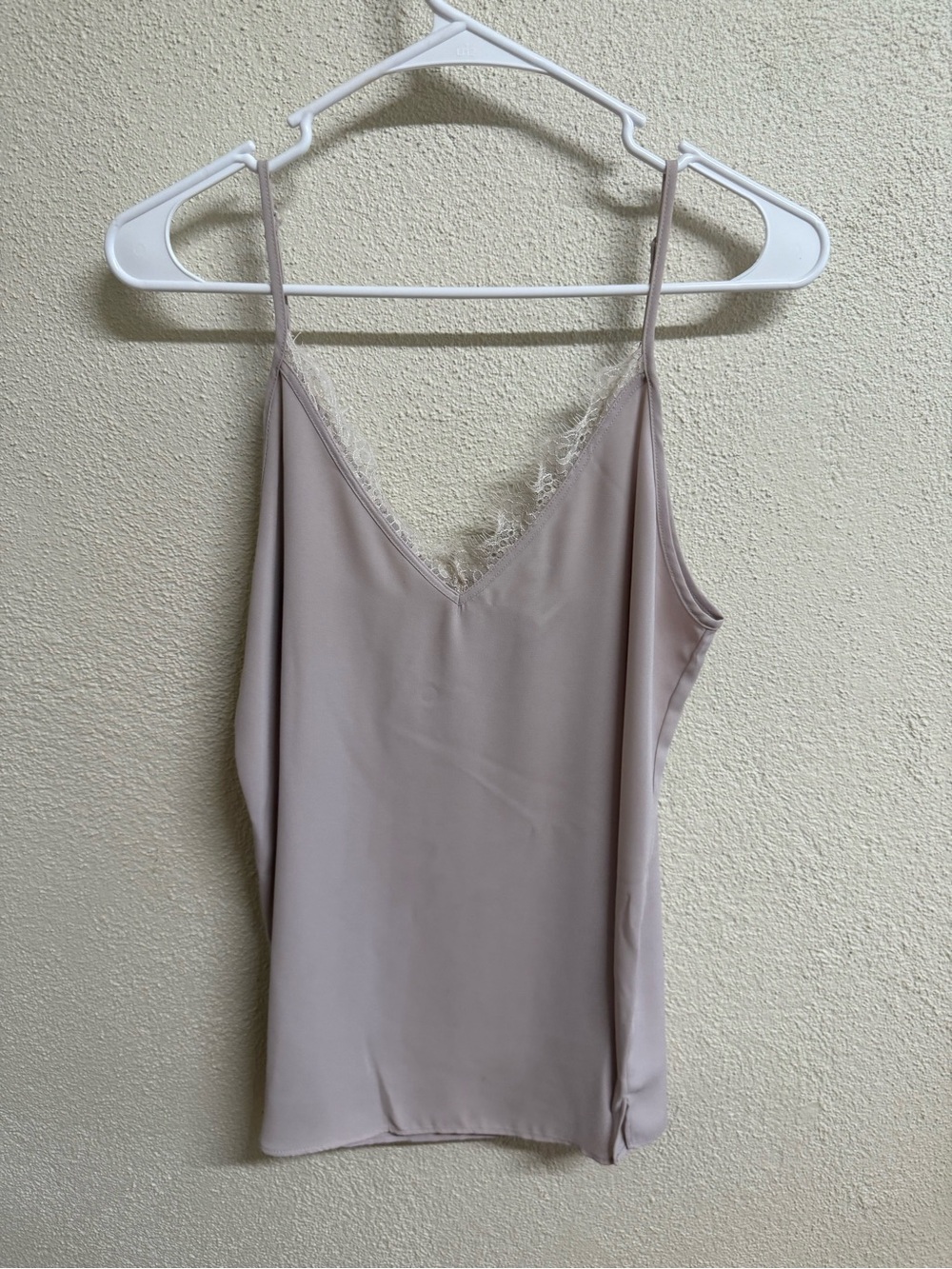 Lace Trim Spaghetti Strap Satin Camisole - Dusty Mauve